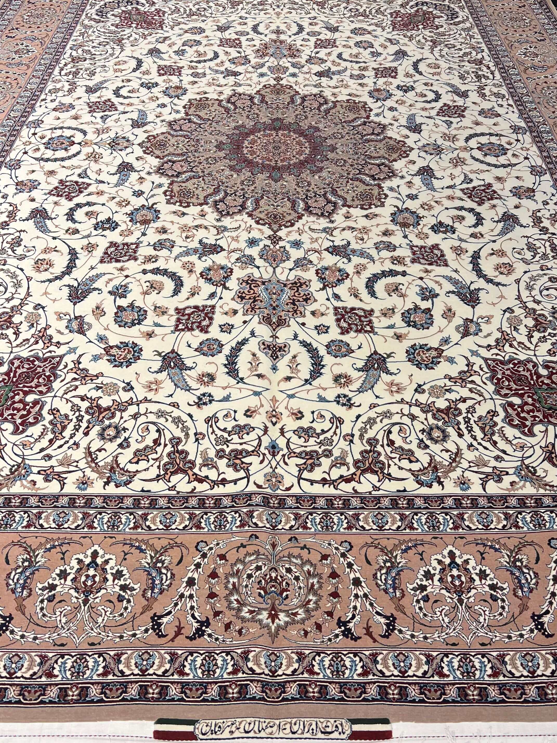 "Luxury rug by Seirafian, featuring a detailed medallion and delicate arabesques."